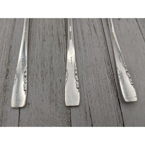 Vintage 1881 Rogers Proposal Silverplate Flatware Set of 3 Serving Spoons Pierce - Picture 6 of 8
